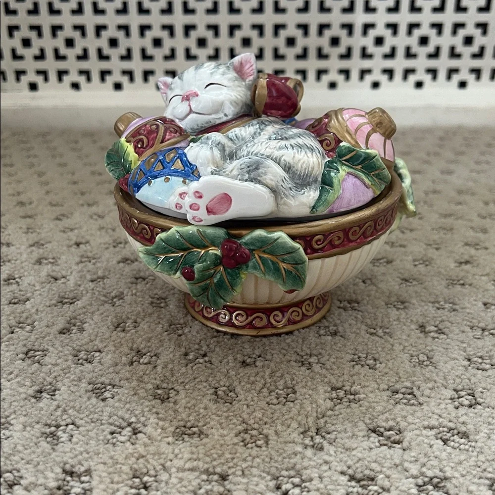 Fitz & Floyd Essentials Vintage Cat/Ornament Candy Dish